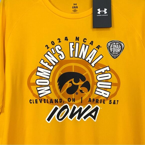 2024 Womens Final Four Tee Iowa Yellow UA T-Shirt New Basketball Collegiate NCAA - Picture 2 of 4